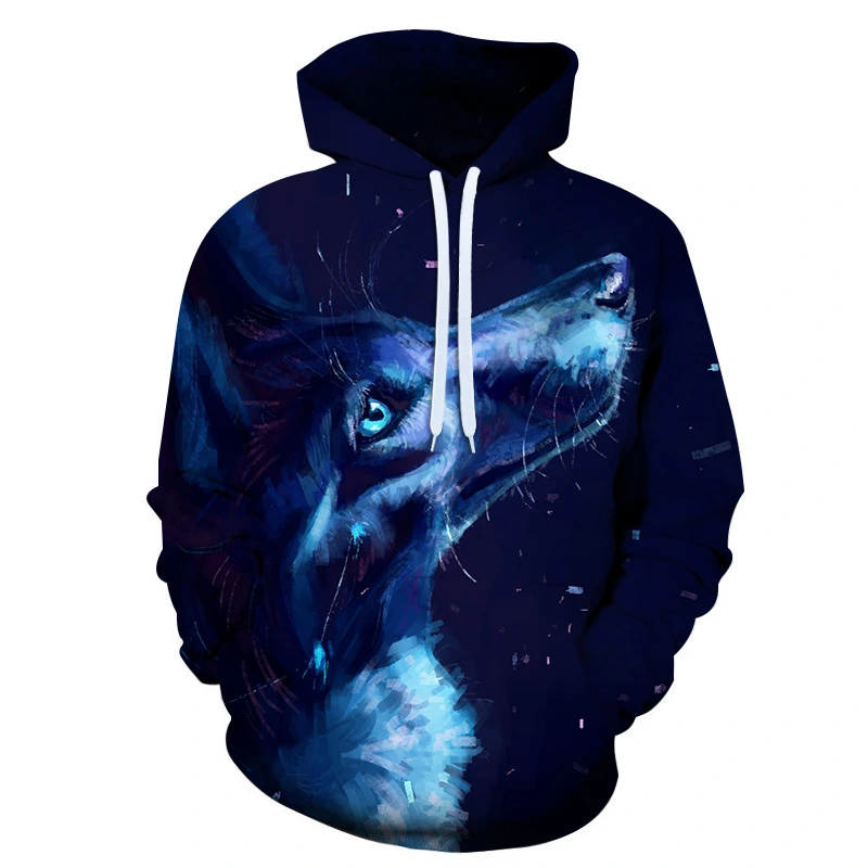 Creativity Men's Digital Printed 3D Wolf Hoodie