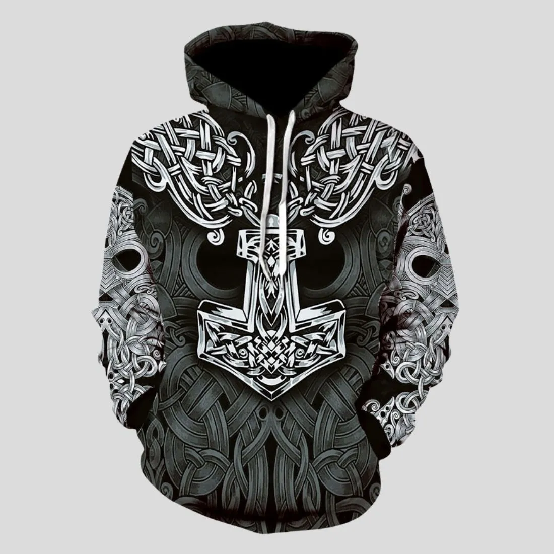 Men's Loose Printed Pullover Hoodie