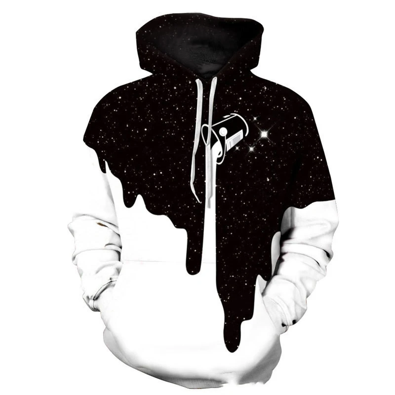 Round Neck Men's New Panda 3D Printed Hooded Sweater