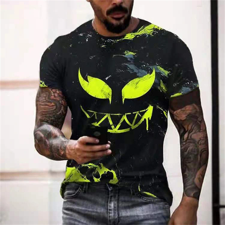 New Men's Casual Short-sleeved Hip-hop Smiley Print