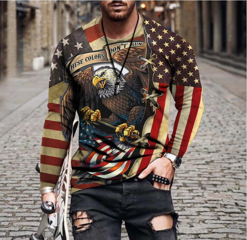 Summer Tide Brand 3D Eagle Pattern European And American Style Clothes Youth T-shirts Casual Loose Men's Clothing