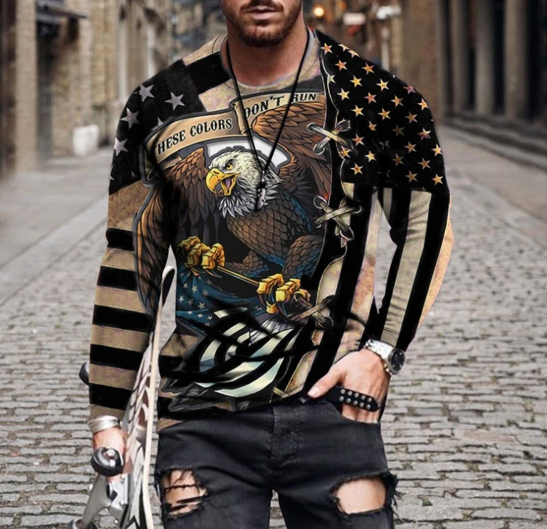 Summer Tide Brand 3D Eagle Pattern European And American Style Clothes Youth T-shirts Casual Loose Men's Clothing