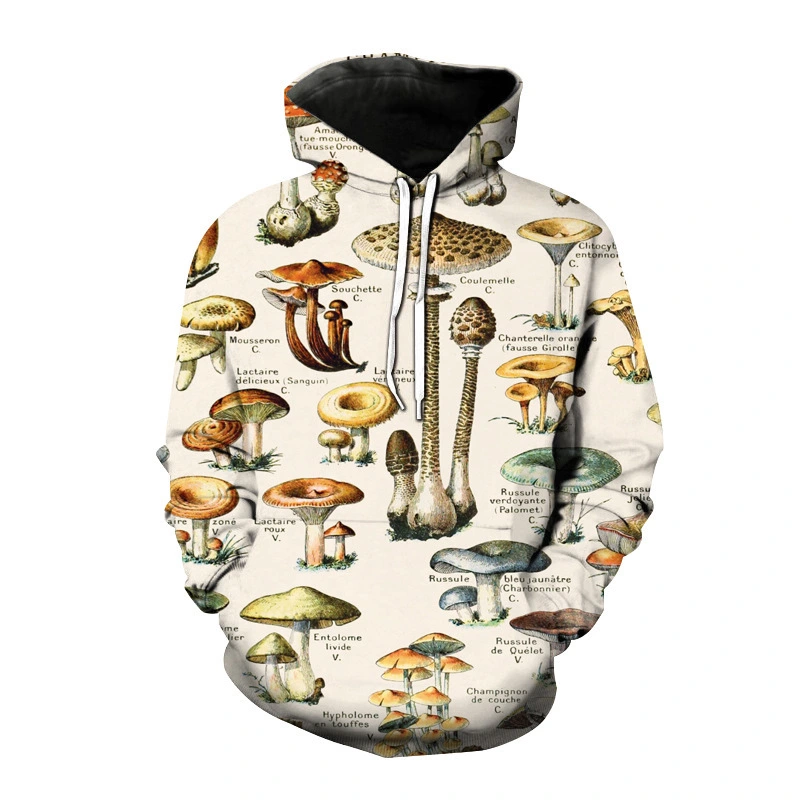 Men Mushroom Head Printed Loose Hooded Sweatshirt