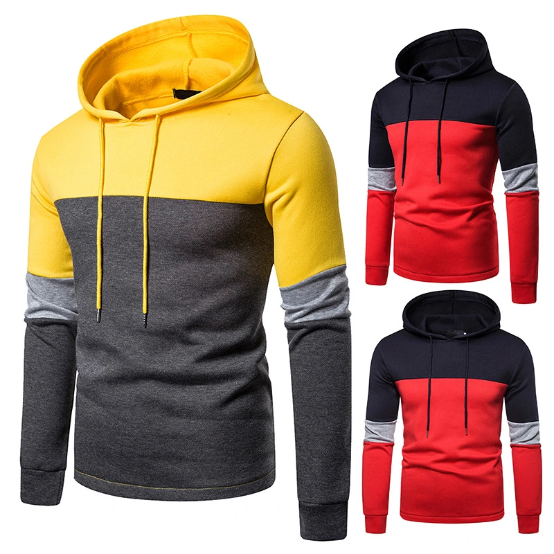 Tricolor Sports Pullover Men's Hooded Sweater