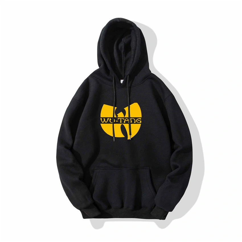 Men's trendy sweater Wutang letter printing casual men's sweater plus velvet pullover hoodie