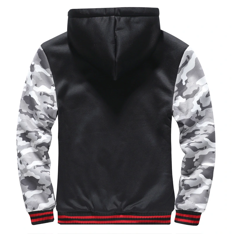 Men's camouflage sweater hooded zipper cardigan plus velvet