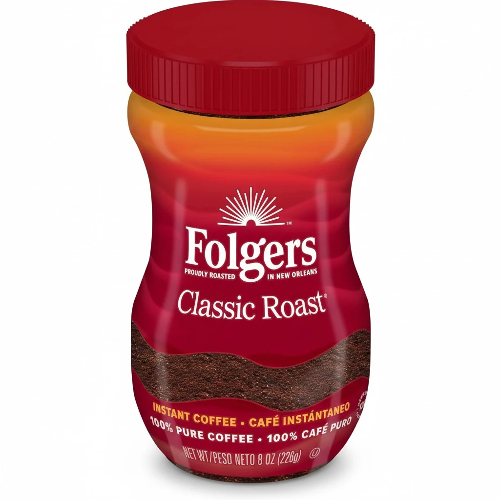 Folgers Classic Roast Instant Coffee, 8-Ounce Jar