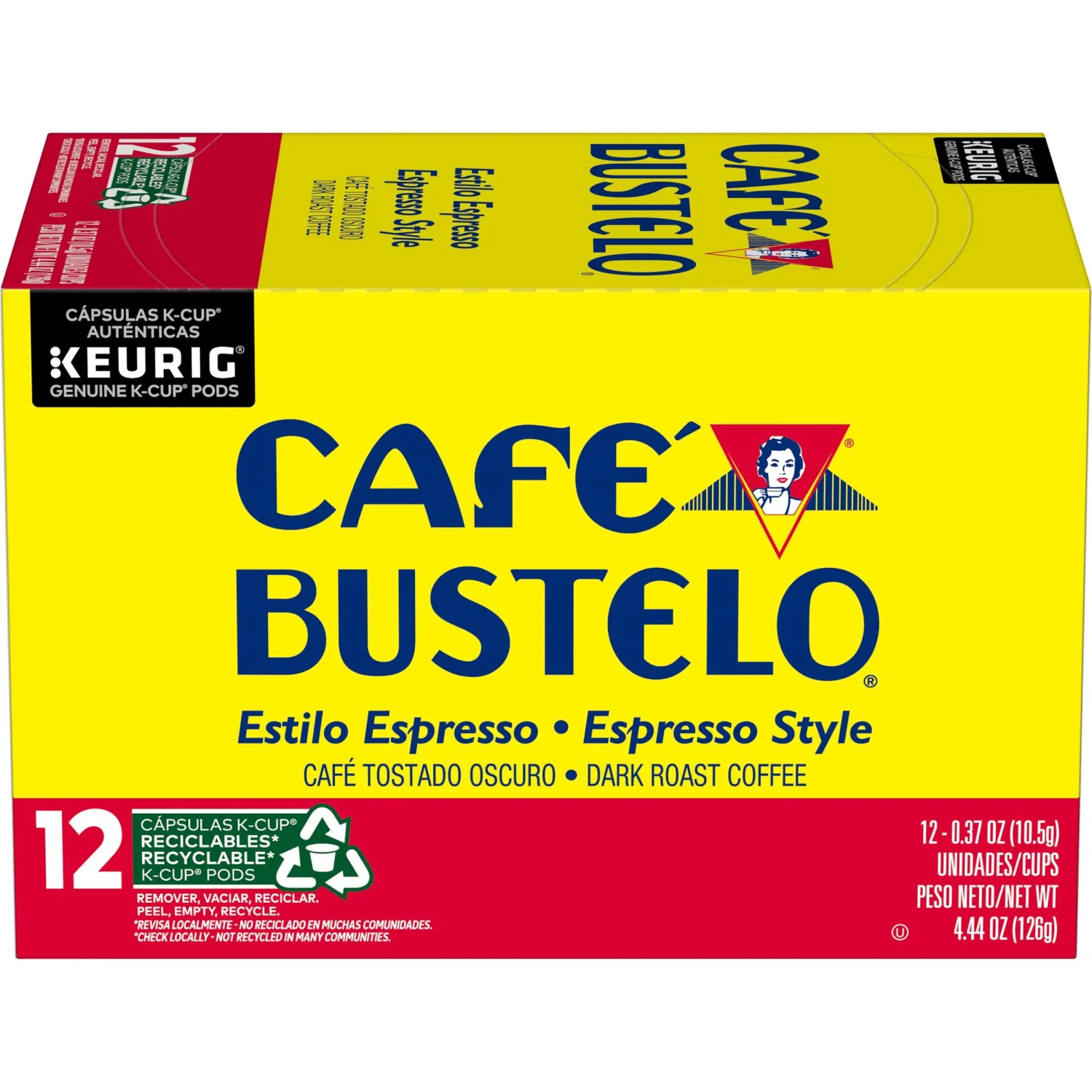 Café Bustelo Espresso Style Dark Roast Coffee, 12 Keurig K-Cup Pods
