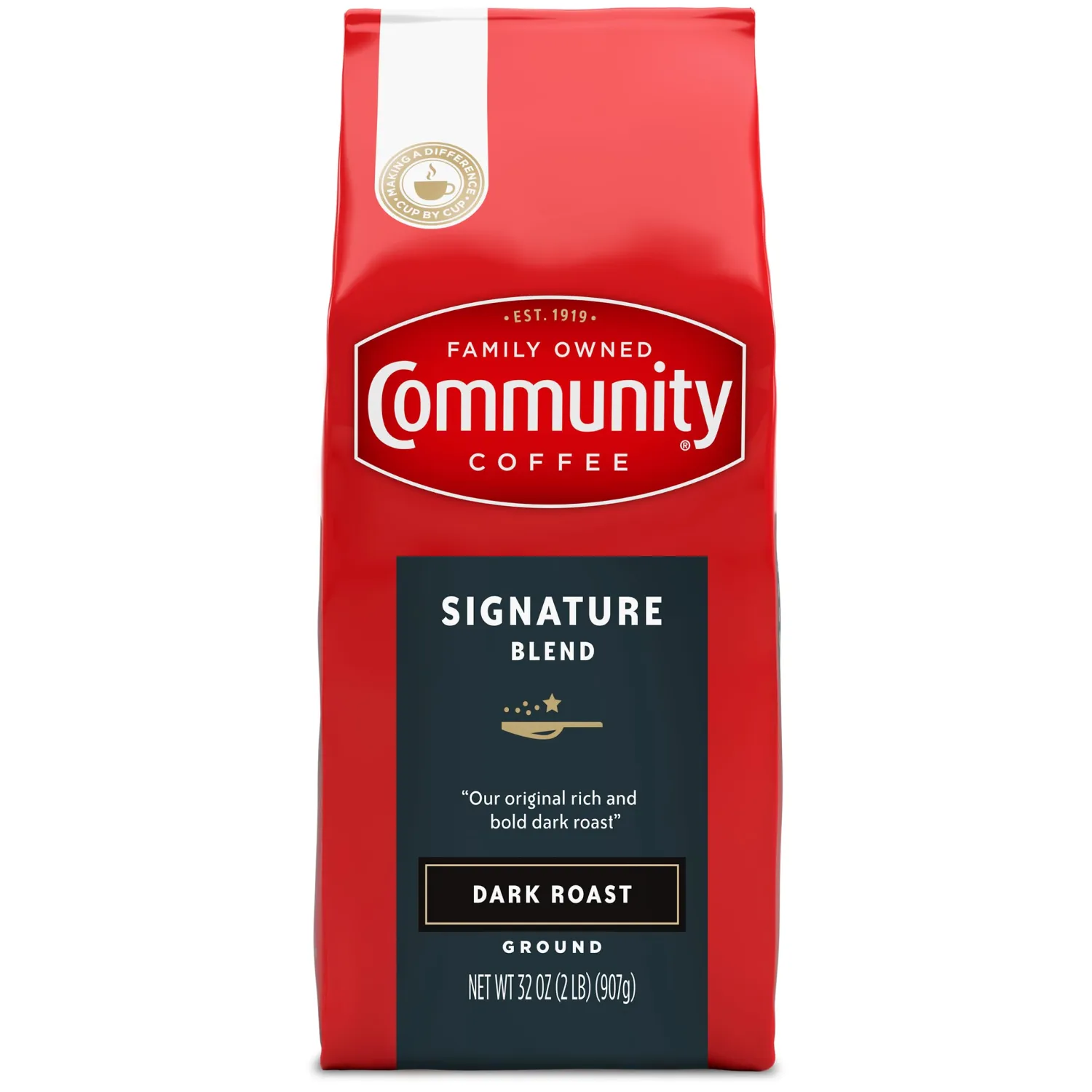 Community Coffee Signature Blend Ground Coffee, Dark Roast, 32 Ounce (Pack of 4)