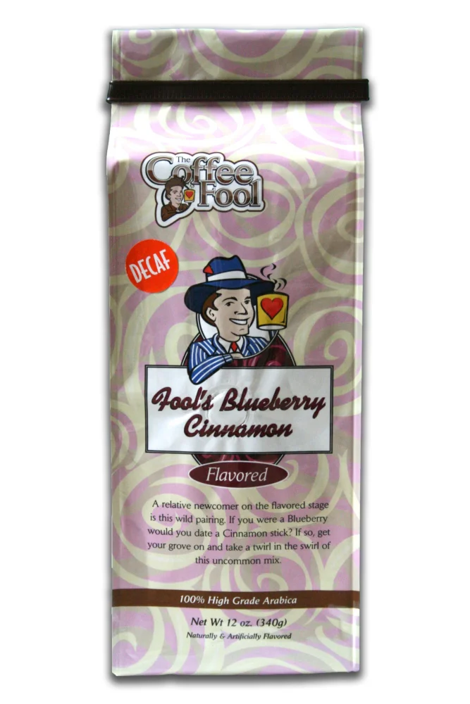 The Coffee Fool Drip Grind, Fool's Decaf Blueberry Cinnamon, 12 Ounce