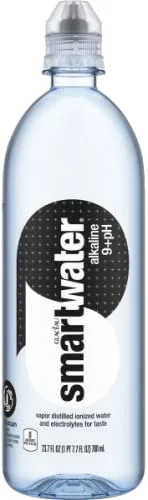 smartwater Alkaline 9+ph Water Bottle with Sports Cap, 700ml - 23.7 Fl Ounce (Pack of 6)