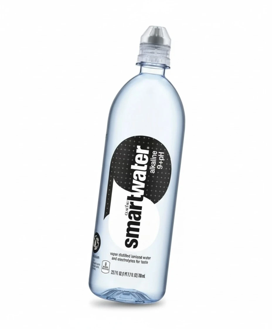 smartwater Alkaline 9+ph Water Bottle with Sports Cap, 700ml - 23.7 Fl Ounce (Pack of 6)