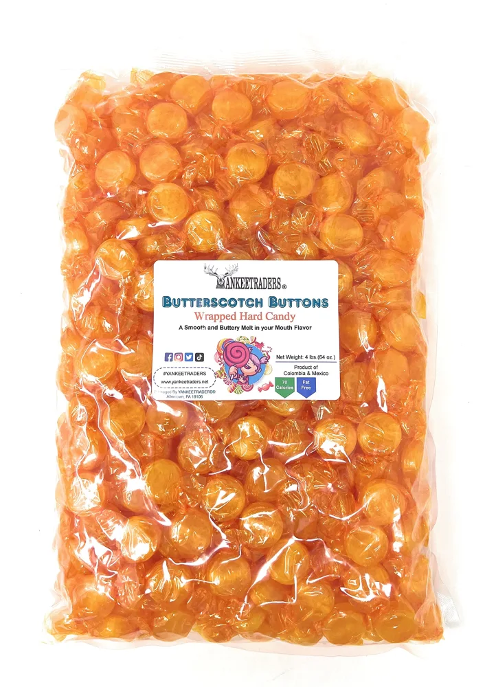 YANKEETRADERS Butterscotch Buttons Wrapped Candy, 4 Pound