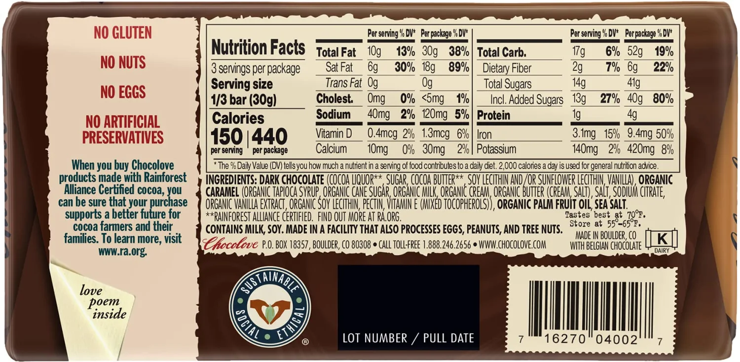 Chocolove Salted Caramel in Dark Chocolate 3.2oz