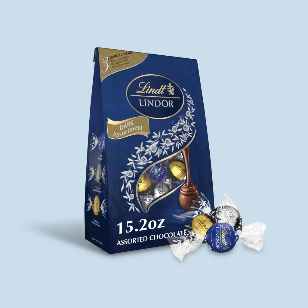 Lindt LINDOR Assorted Dark Chocolate Candy Truffles, Assorted Chocolate with Smooth, Melting Truffle Center, 15.2 oz. Bag