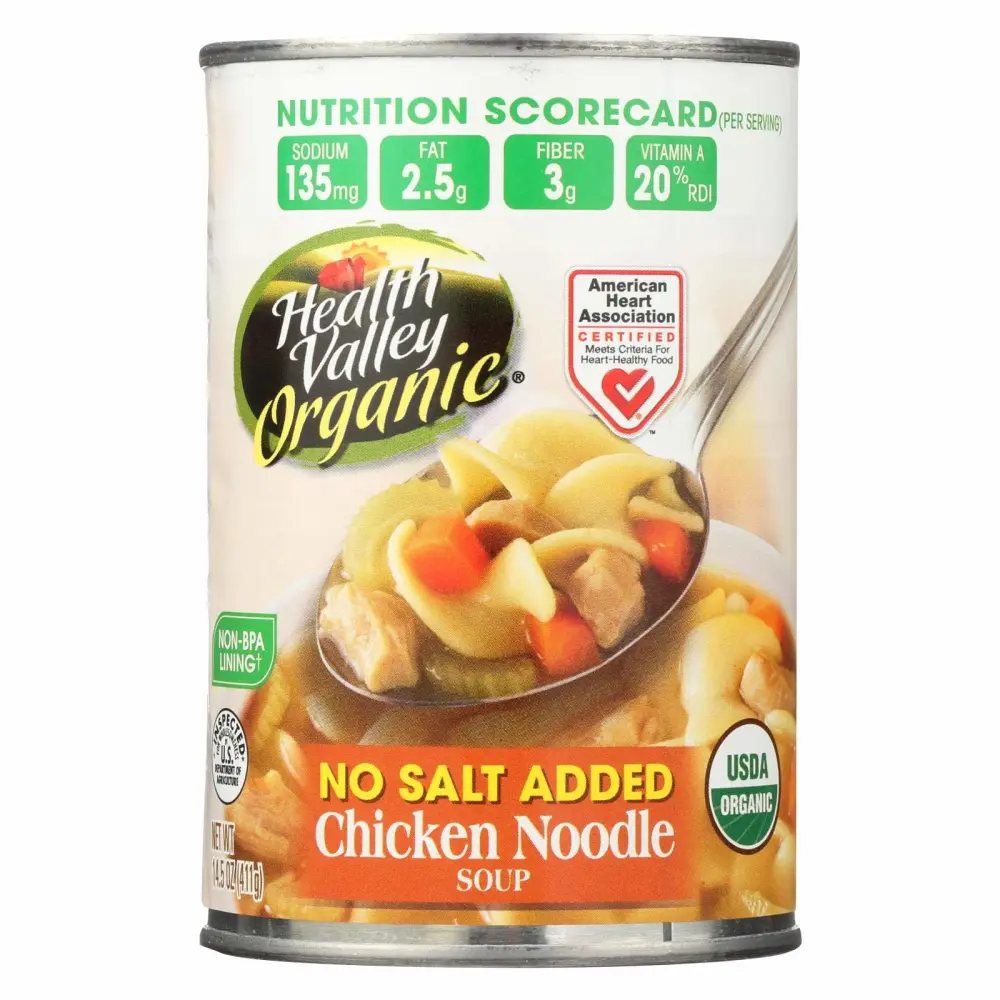 Health Valley Natural Foods, Organic No Salt Chicken Noodle Soup, Pack of 12, Size - 14.5 OZ, Quantity - 1 Case12