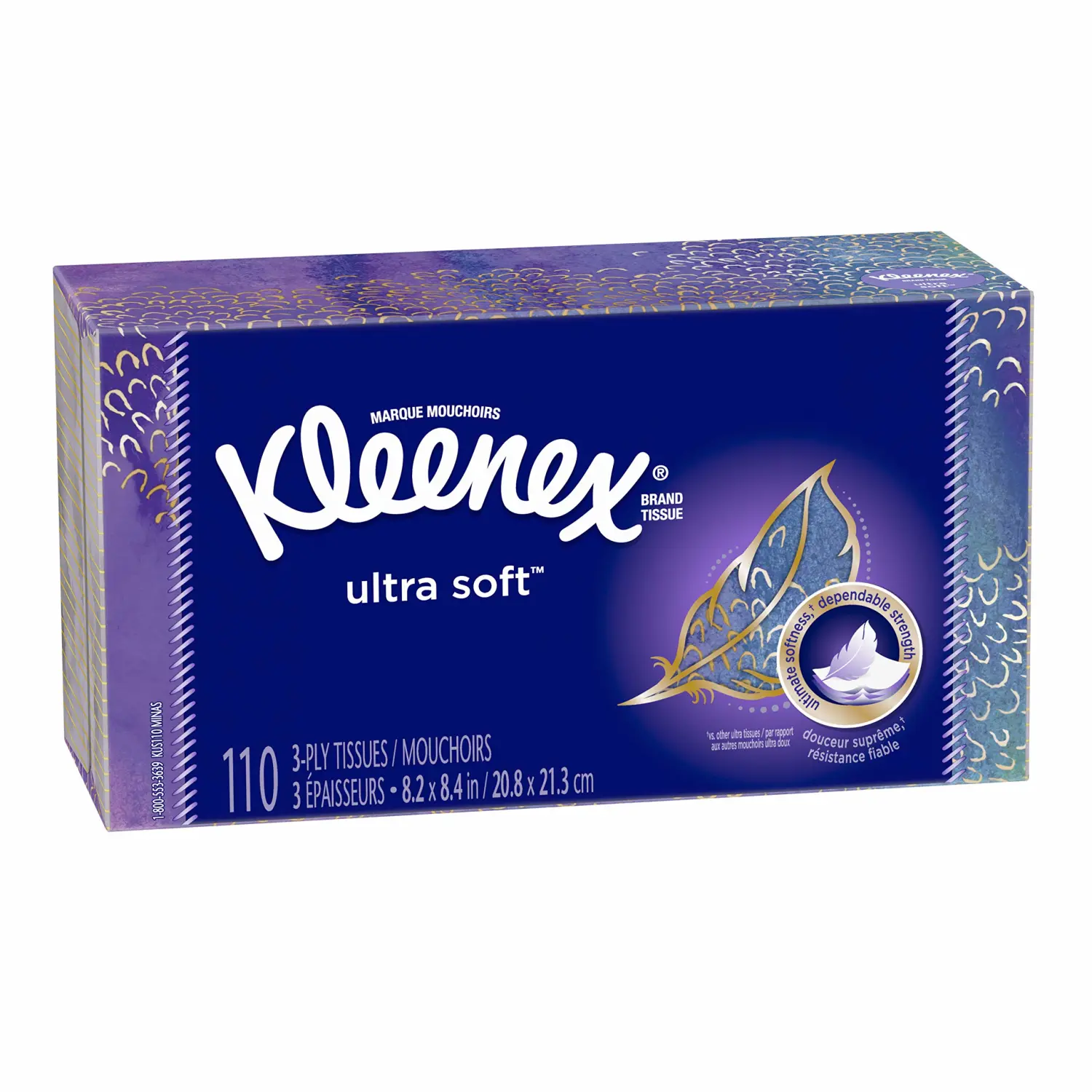 Kleenex Ultra Soft Facial Tissues, 1 Flat Box, 110 Tissues