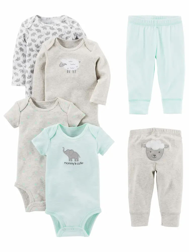 Simple Joys by Carter's unisex-baby 6-piece Bodysuits (Short and Long Sleeve) and Pants Set