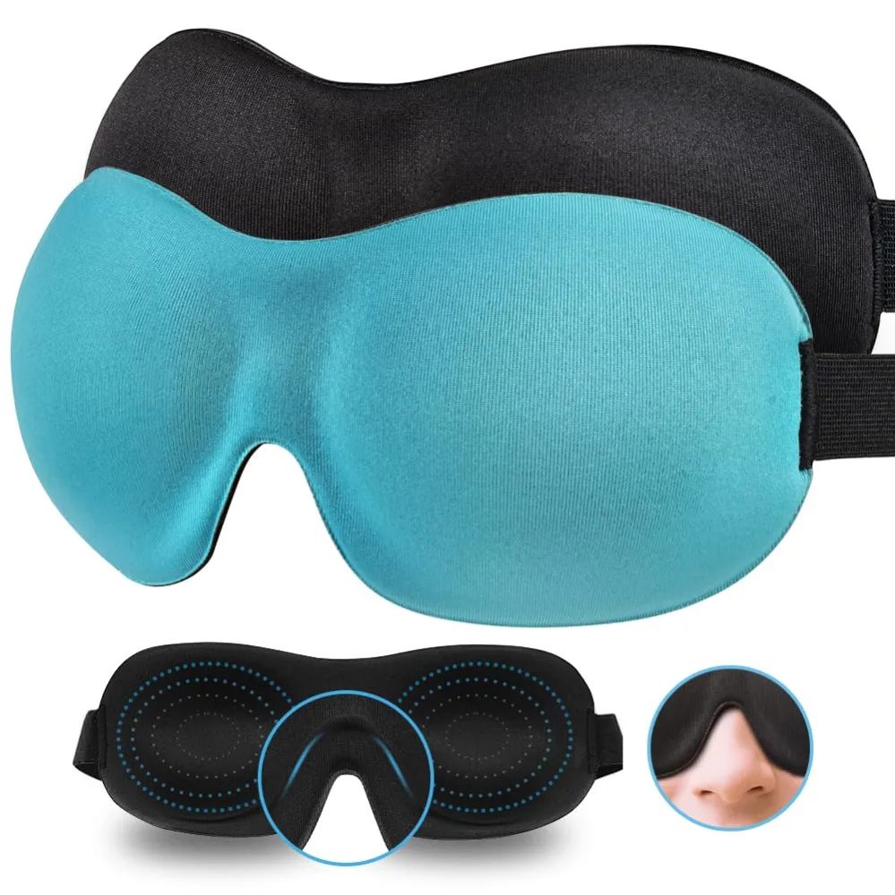 Sleep Mask 2 Pack, Invisible Alar Deep Orbit 3D Eye Mask Ultra Lightweight & Comfortable Sleeping Mask for Side Sleeper, Sleeping Mask & Blindfold Soft Breathable for Women Men Relaxing Zero Pressure