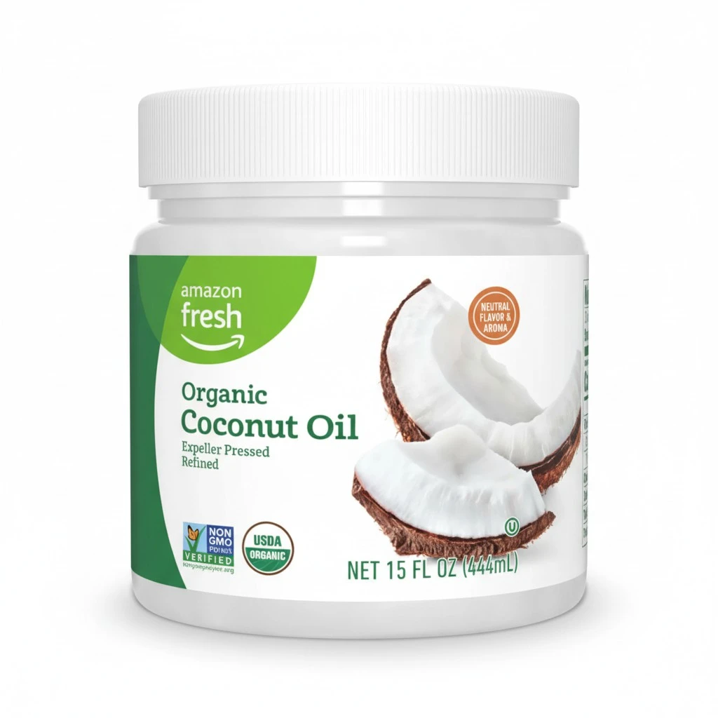 Amazon Fresh, Organic Refined Coconut Oil, 15 Fl Oz (Previously Happy Belly, Packaging May Vary)