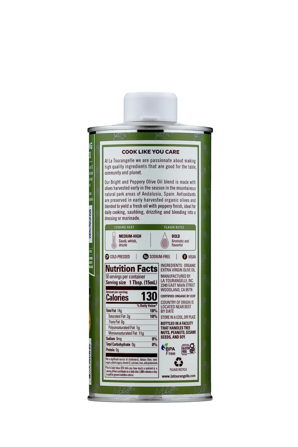 La Tourangelle, Organic Extra Virgin Olive Oil, Cold-Pressed High Antioxidant Picual Olives From Spain, 25.4 Fl Oz