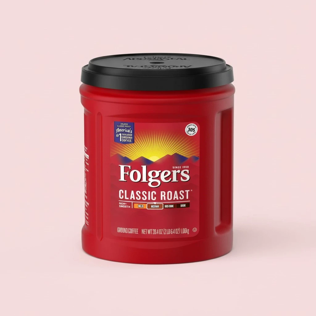 Folgers Classic Roast Medium Roast Ground Coffee, 38.4 Ounces (Pack of 6)