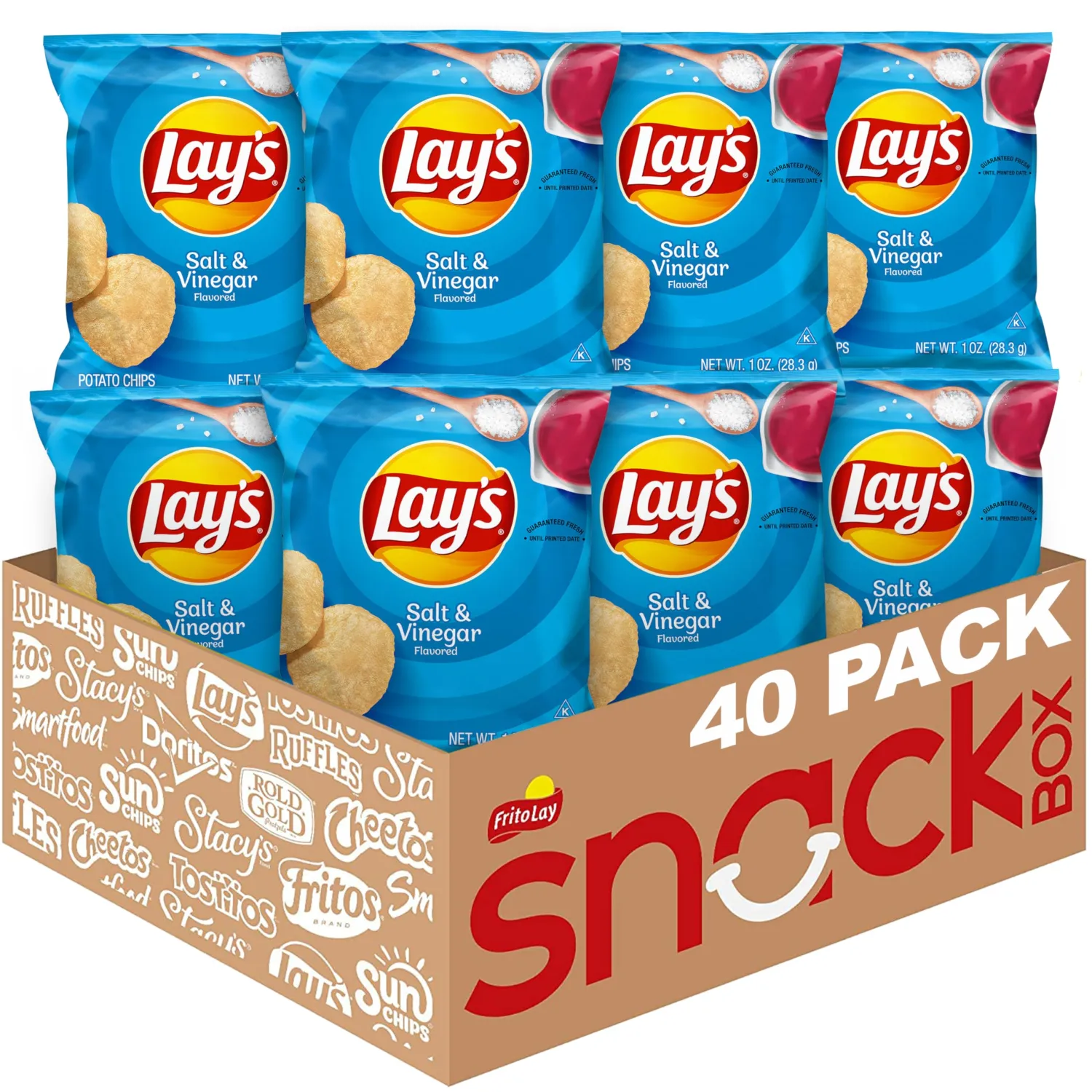Lay's Salt & Vinegar Flavored Potato Chips, (40 Count)