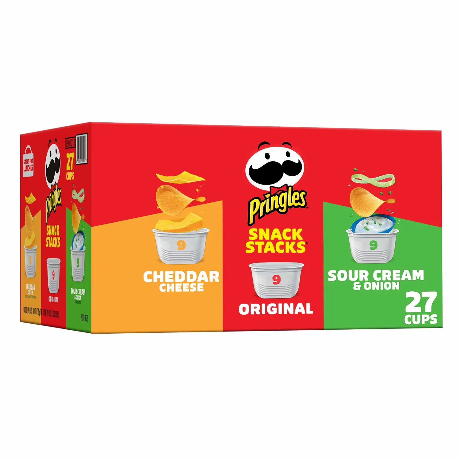 Pringles Potato Crisps Chips Variety Pack, Lunch Snacks, Office and Kids Snacks, Snack Stacks, 19.3oz Box (27 Cups)