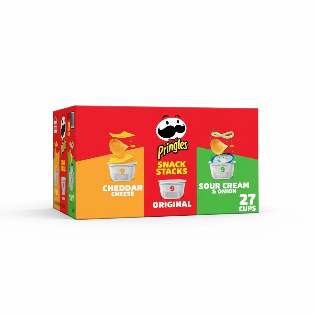 Pringles Potato Crisps Chips Variety Pack, Lunch Snacks, Office and Kids Snacks, Snack Stacks, 19.3oz Box (27 Cups)