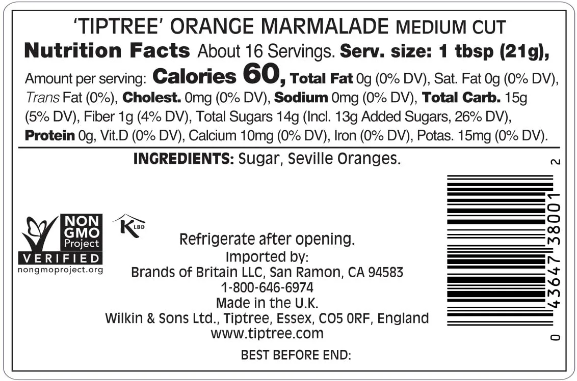 Tiptree Orange Marmalade, 12 Ounce Jar