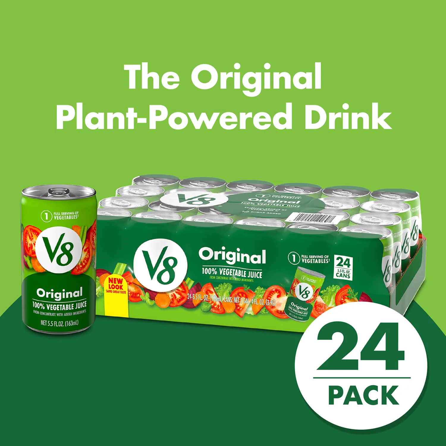 V8 Original 100% Vegetable Juice, 5.5 fl oz Can (24 Pack)