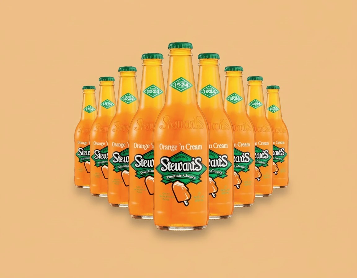 Stewart's Orange & Cream Soda, 12 fl oz (24 Glass Bottles)