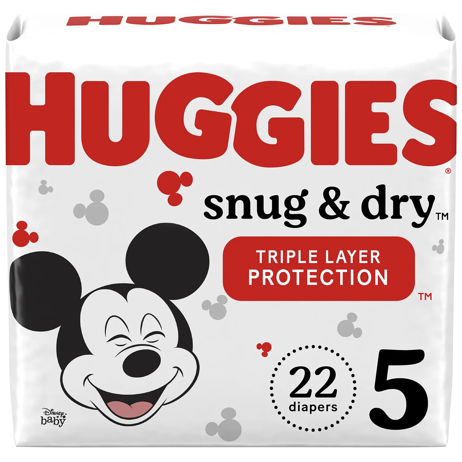 Huggies Snug & Dry Baby Diapers, Size 5 (27+ lbs), 22 Ct