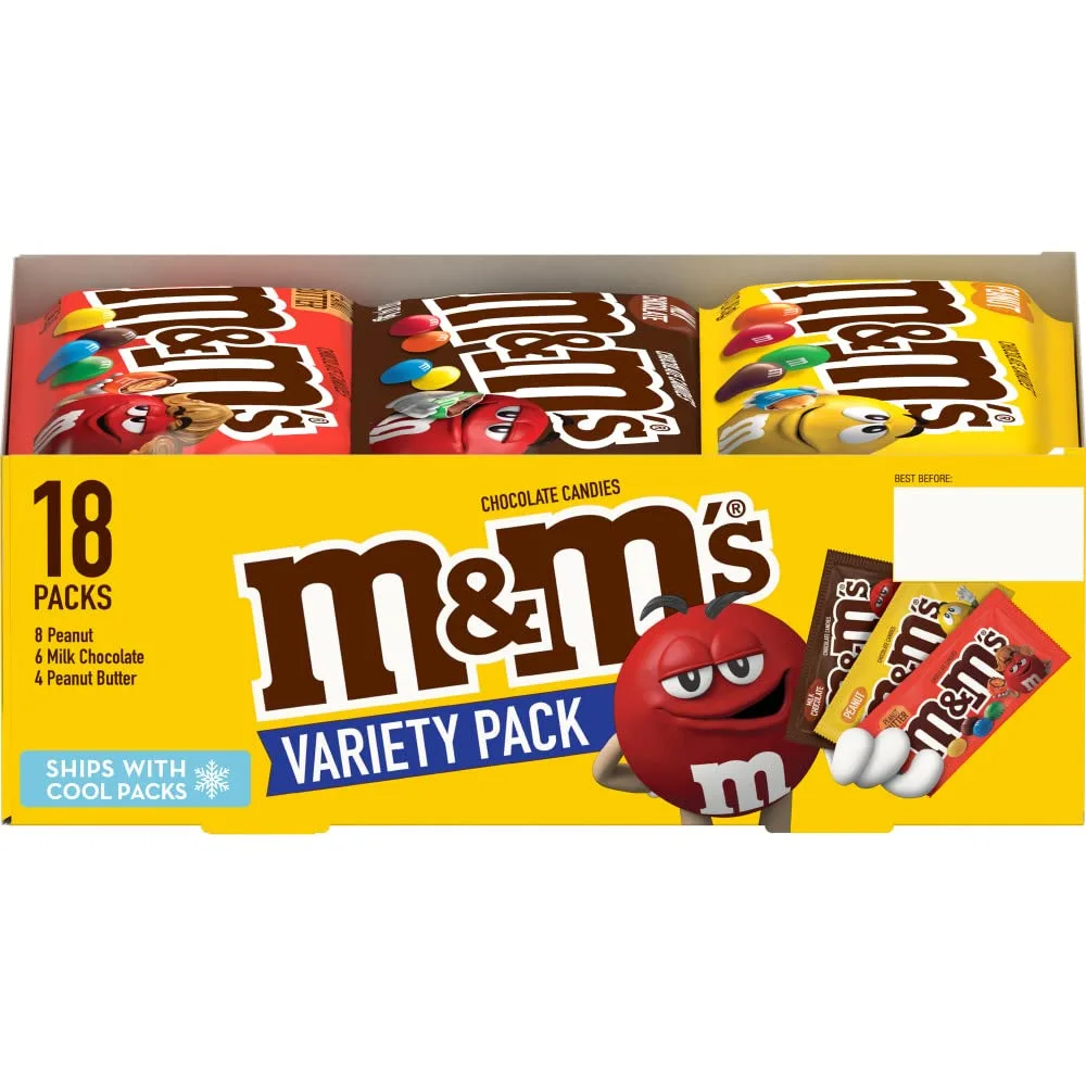 M&M'S Variety Pack Chocolate Candy Singles Size 30.58-Ounce 18-Count Box