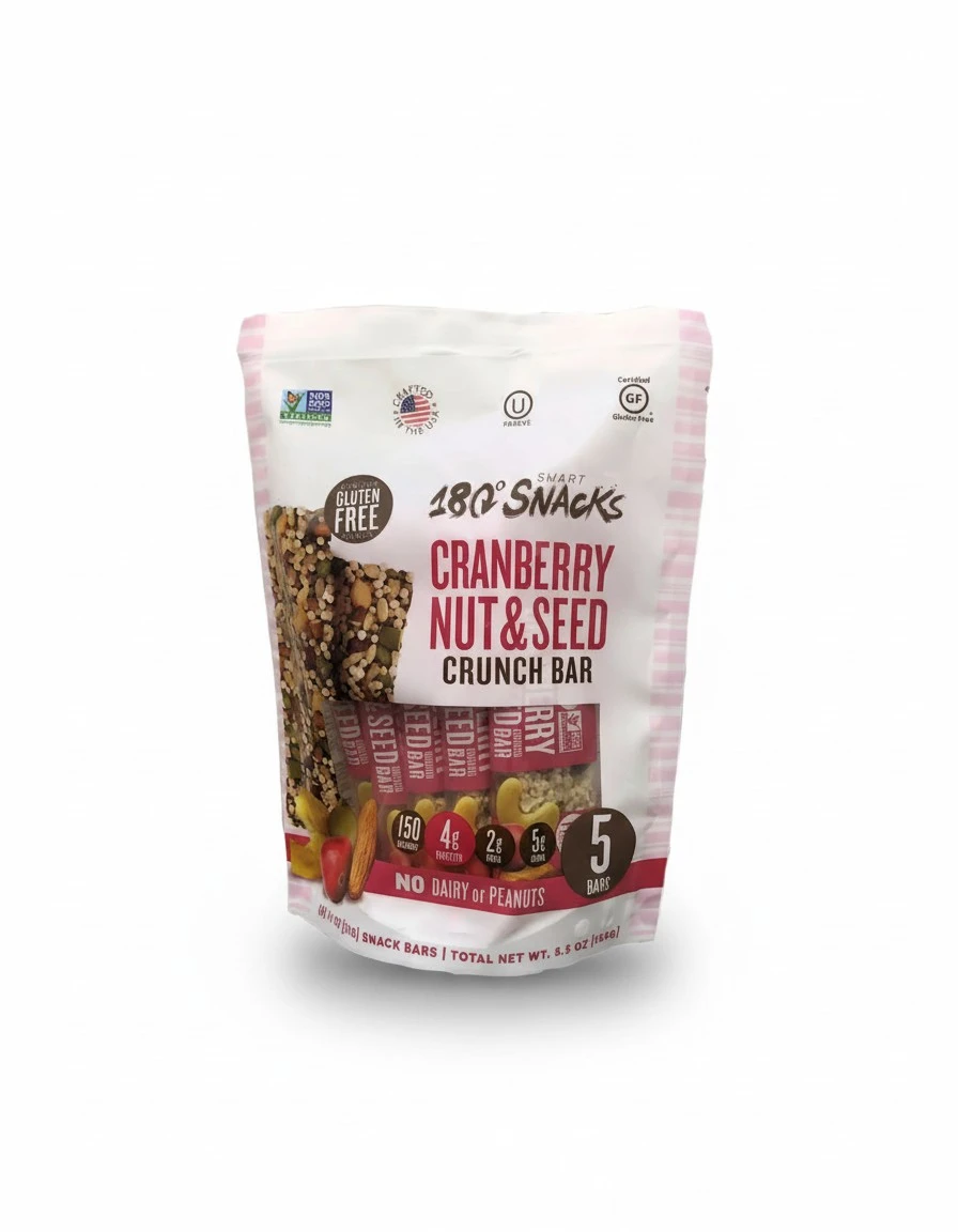180 Snacks Fruit Nut & Seed Crunch Bar 1 Pack, 5 Snack Bars (Cranberry)