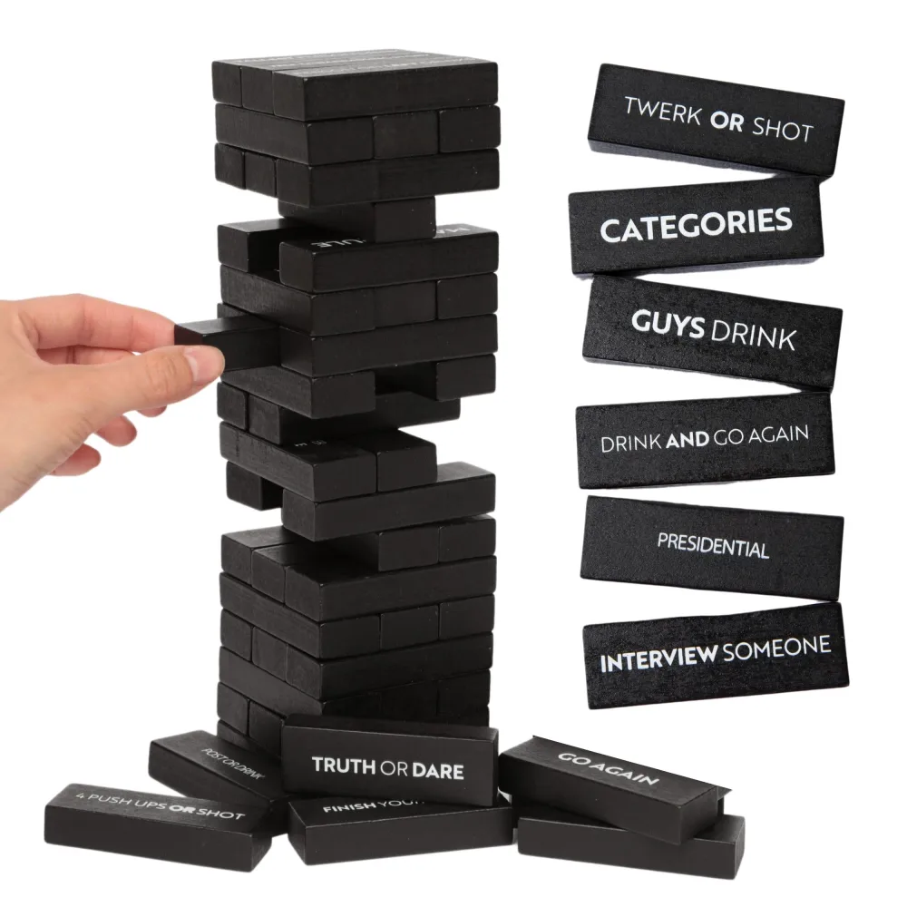 Adult Drinking Game - 54 Blocks with Hilarious Commands and Games on 40 of Them | Perfect Pregame Entertaining Party Starter Game | Novelty Funny Gift (Black)