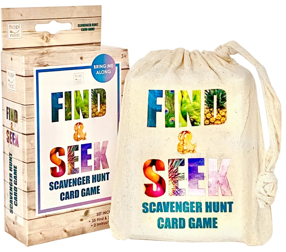 Hapinest Find and Seek Scavenger Hunt Card Game, Indoor Outdoor Activities for Kids Toddler & Family, Beach Camping Travel Car Games for Road Trips, Kids Scavenger Hunt Game Age 3 4 5 6 Years Old & Up