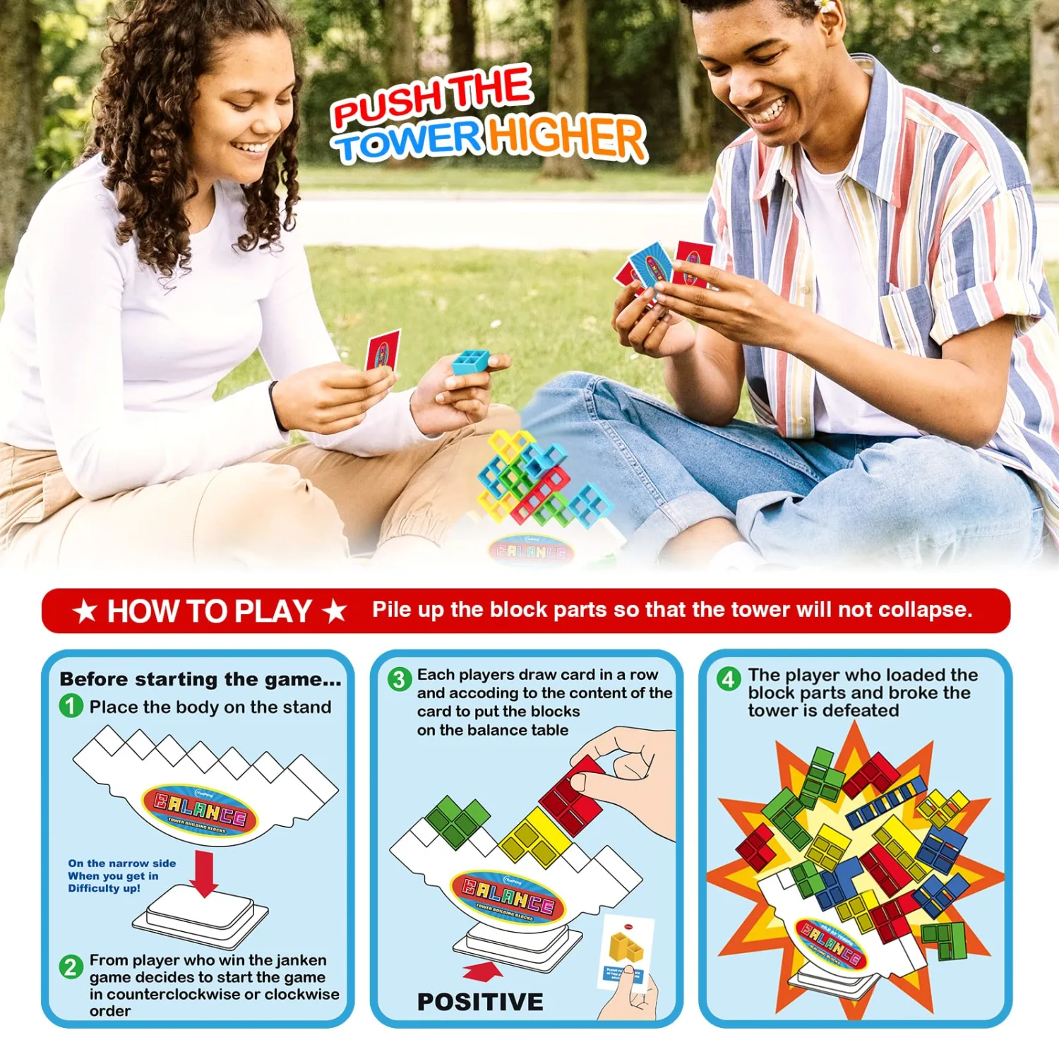 iYuePeng Board Games for Kids & Adults Tetra Tower Balance Stacking Toys Perfect for Family Games, Parties, Travel