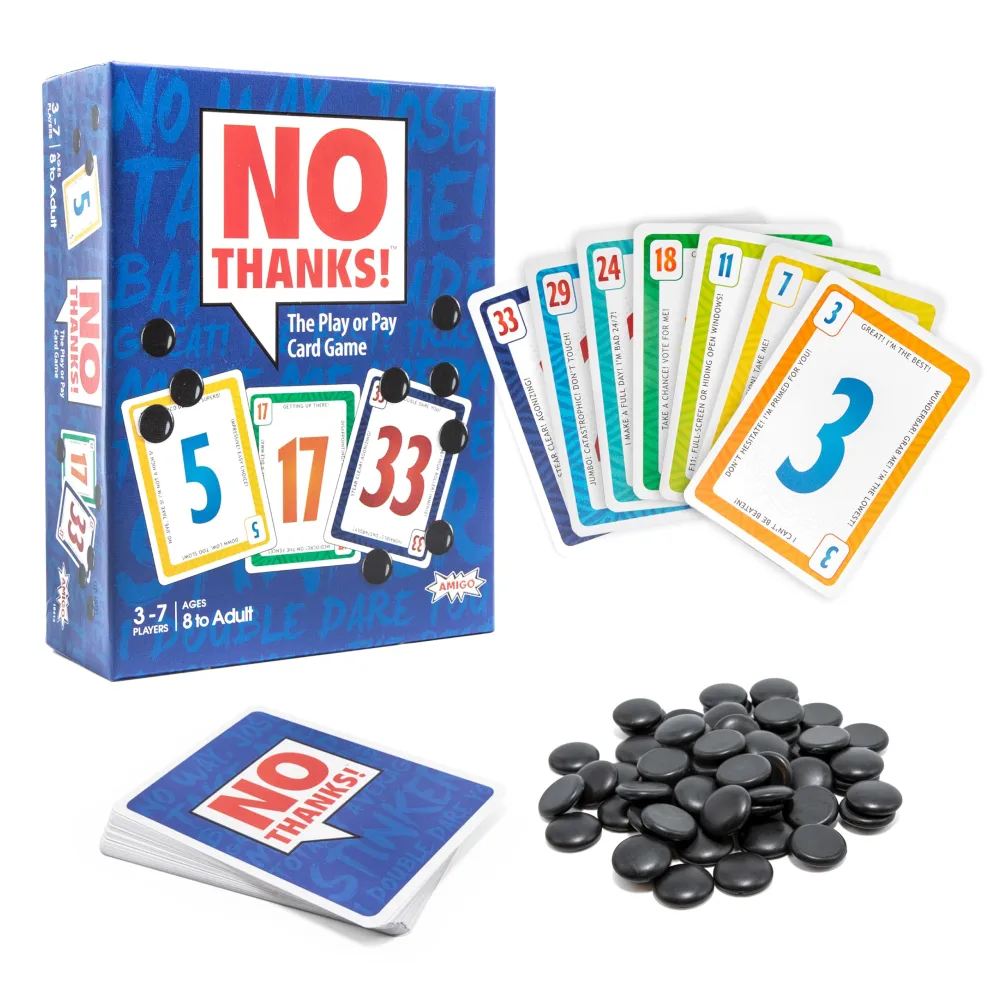 Amigo Games No Thanks! The Play or Pay Card Game – Avoid Taking Points in This Exciting & Simple Classic Card Game for Family Game Night – Perfect for Kids & Adults ages 8 & Older