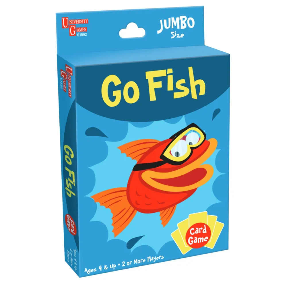 University Games Go Fish Card Game - Jumbo Size, Colorful Animal Cards for Kids Ages 4 and Up, Fun Family and Educational Game