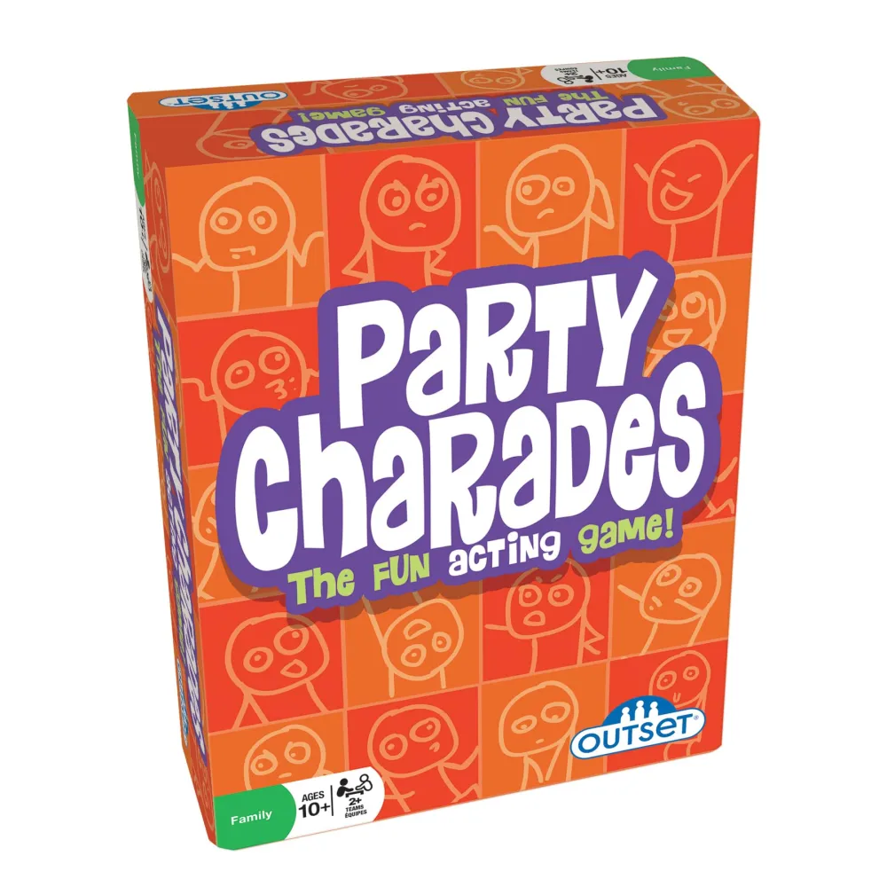 Outset Media- Party Charades Game - Family-Friendly Fun with 500 Charades Cards and Timer - Group Game Night Essential, Ages 10 and up, Zinc Exclusive