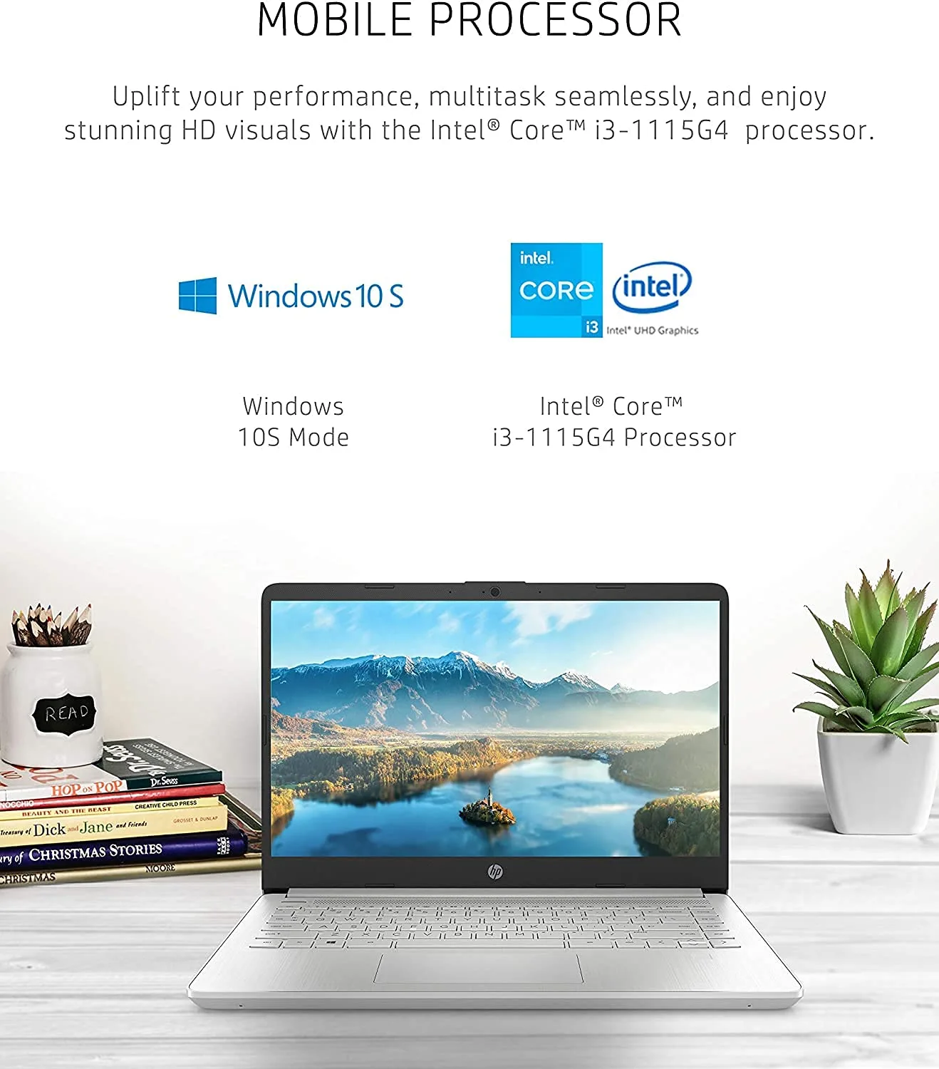 HP 14" HD Touch-Screen Laptop, 11th Gen Intel Core i3-1115G4 3.0H, 8GB RAM, 256GB SSD, WiFi 5, Webcam, Windows 10