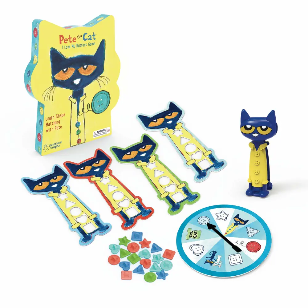 Educational Insights Pete The Cat I Love My Buttons Board Game For Toddlers & Preschoolers, For 2-4 Players, Gift For Boys & Girls, Fun Family Game For Kids Ages 3+