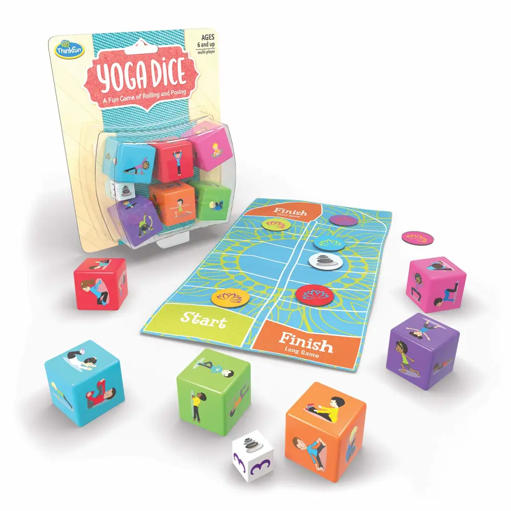 Think Fun Yoga Dice Game for Boys and Girls Ages 6 and Up - Learn Yoga With a Game,Multi,1844