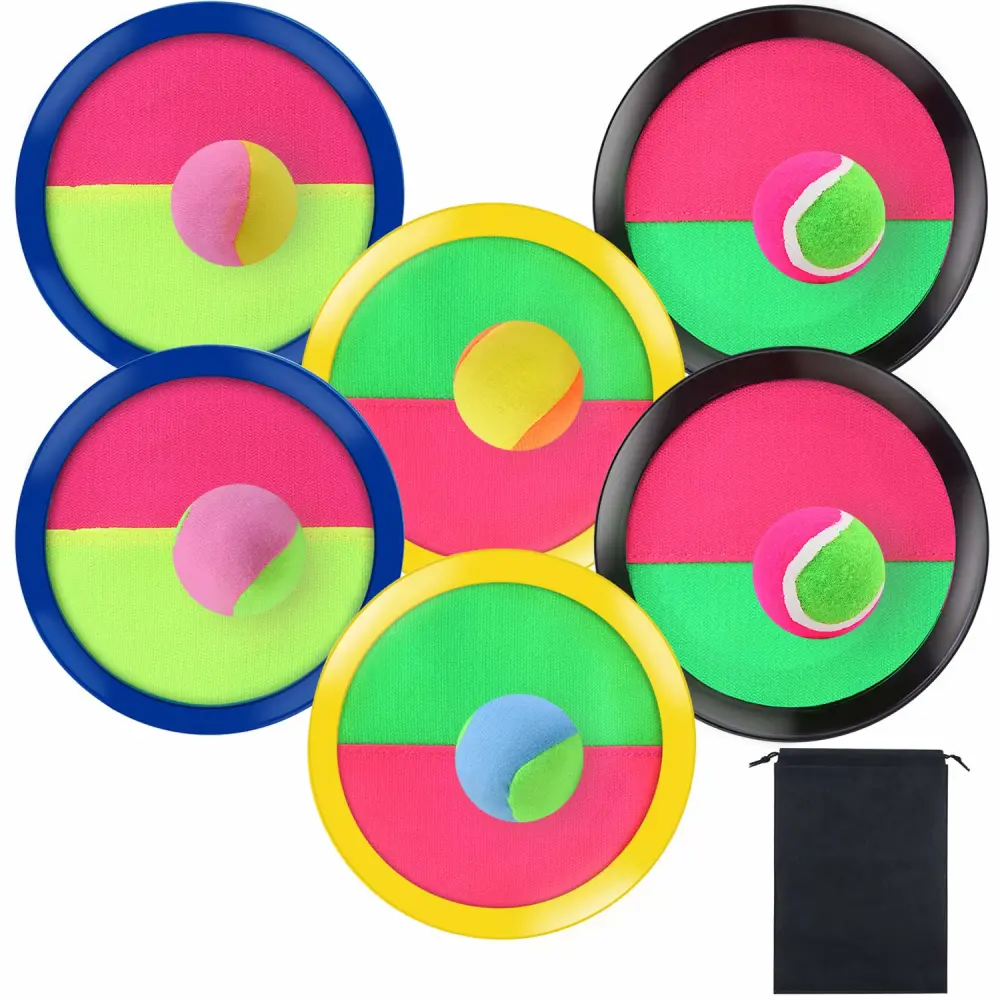 Aneco Toss and Catch Paddle Game Set Disc Paddles and Toss Ball Sport Game with Storage Bag, 6 Paddles and 6 Balls