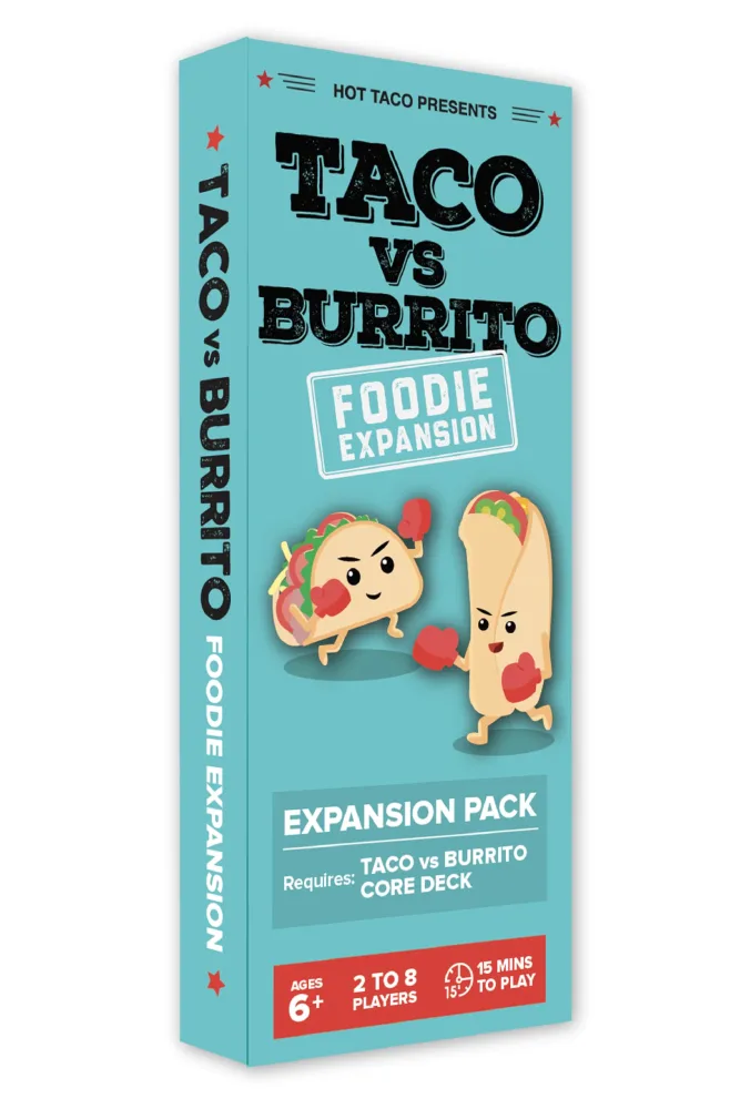 Taco vs Burrito Foodie Expansion Pack - Requires Core Game to Play - Card Game Created by a 7-Year-Old and Perfect for Families, Friends, Adults, Teens & Kids.