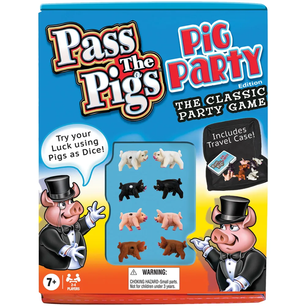 Pig Party Edition by Winning Moves Games USA, Try Your Luck Using Pigs as Dice, Up to 4 Players Can Now All Play Pass The Pigs at The Same Time, Ages 7+ (1149)