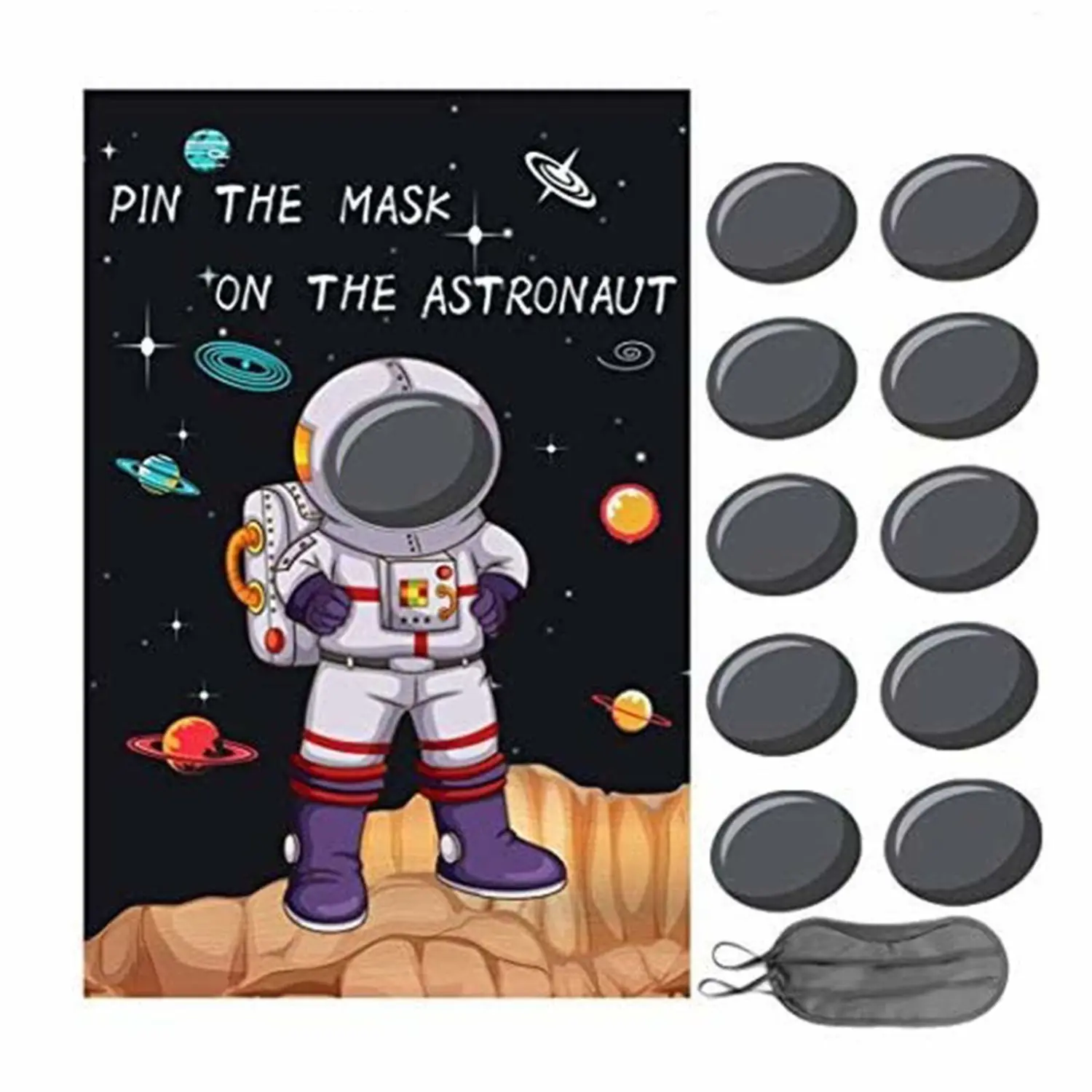 Pin the Mask on the Astronaut Game - Kids Solar System/Outer Space Birthday Party Supplies Decorations