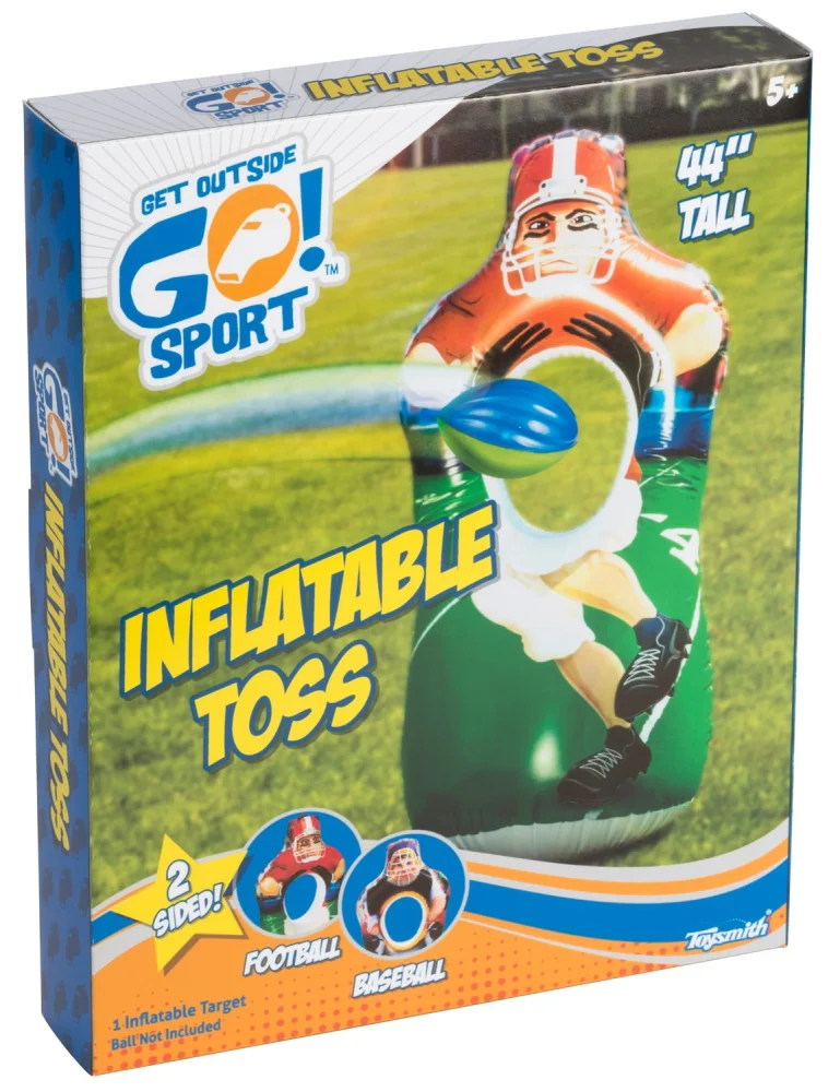 Toysmith Inflatable Sports Toss Game, boys girls sports games football and baseball, Multicolor