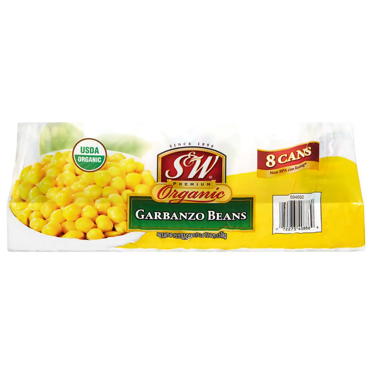 S&W, Organic Garbanzo Beans, 15.5 oz, 8-Count